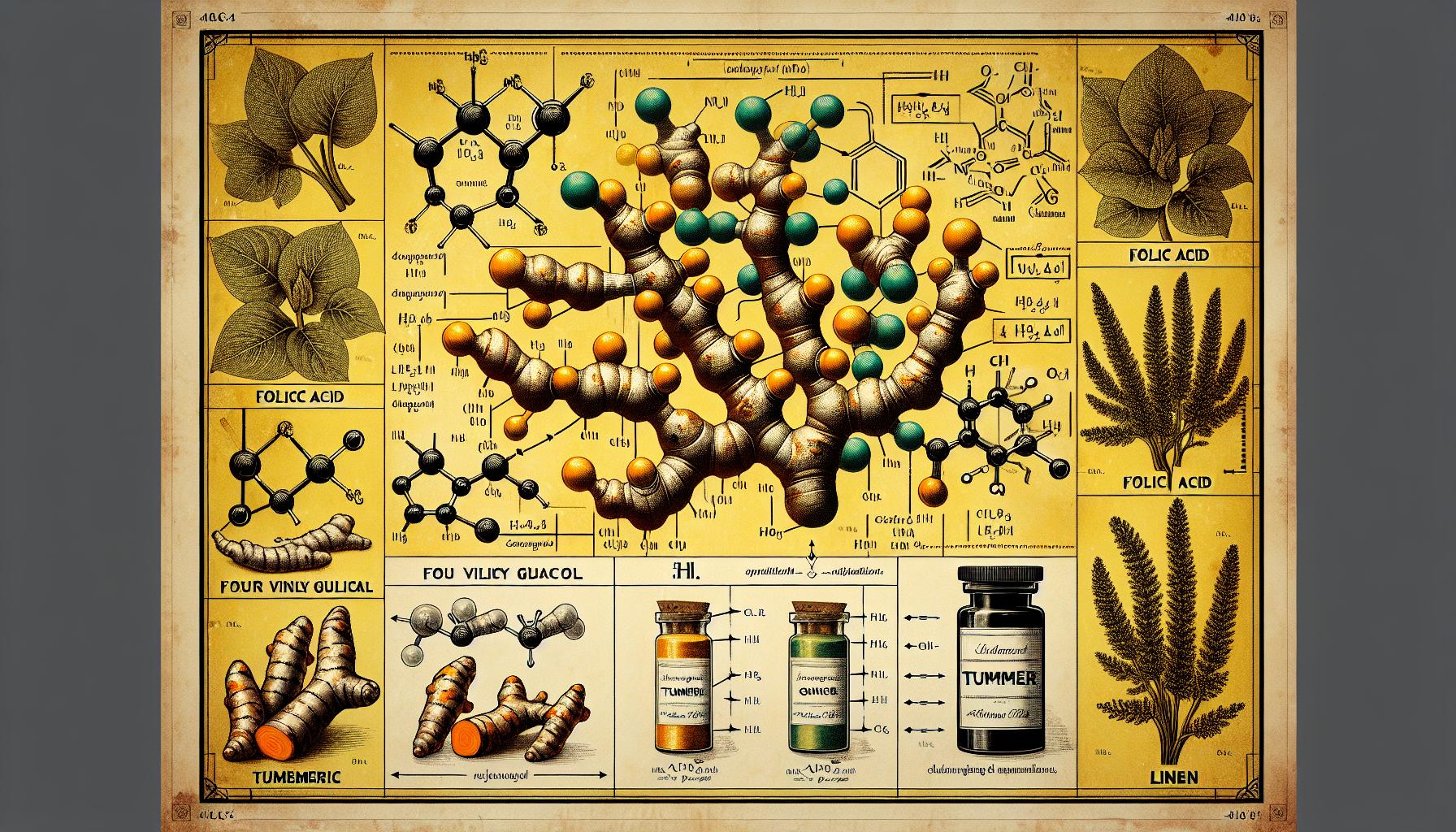 Key players ​in Turmeric:⁢ Spotlight ‌on Folic Acid, ‌Four Vinyl Guaiacol and Linen